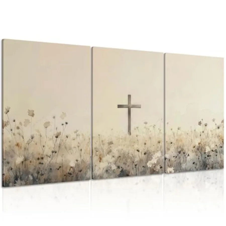 

Набор из 3 картин на холсте: Природный пейзаж, пасторальная сцена, деревенская поляна, цветы. Декор для гостиной и спальни.