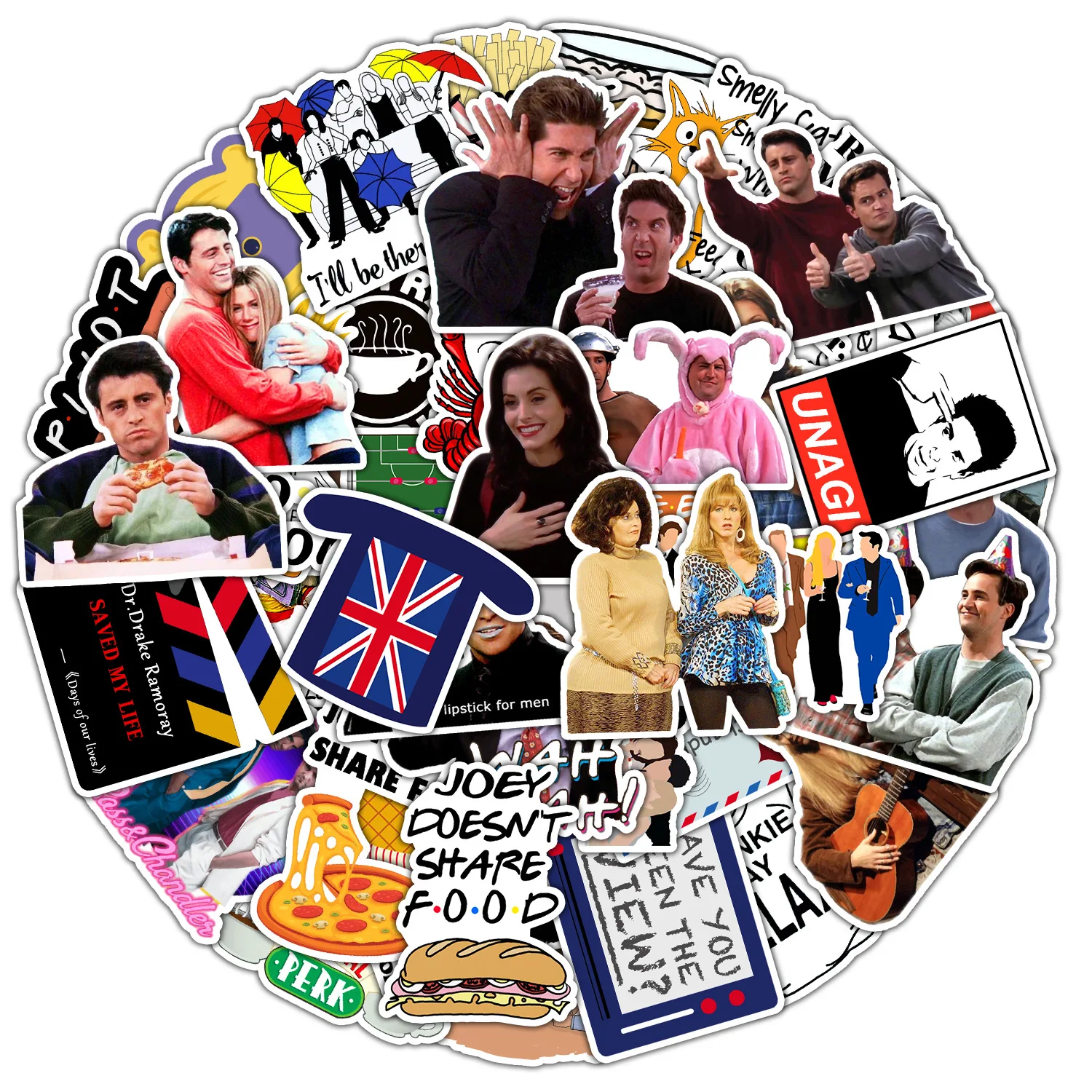 50pcs TV Series Friends Waterproof DIY Stickers