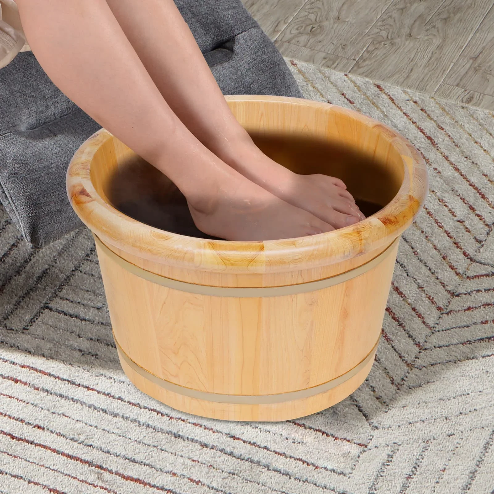 

Cedar Wood Foot Bath Basin Massage Barrel Health and Beauty Feet Relax Spa Bucket Kit Advanced Massage Function