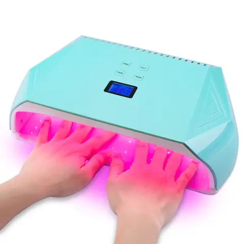 UV 충전식 무선 128W 프로 큐어 LED 젤 드라이어 살롱 매니큐어 전문 네일 램프 (양손용)