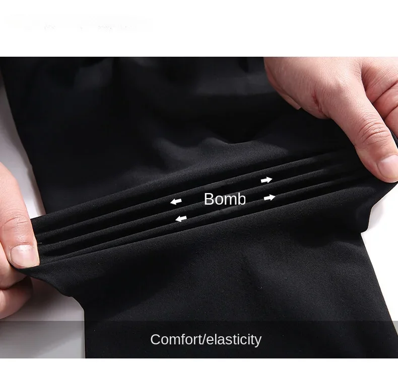 Summer Zip Pockets Men\'s Sweatpants Breathable Quick Dry Stretch  Casual Track Pants Big Size Straight Sport Trousers 8xl