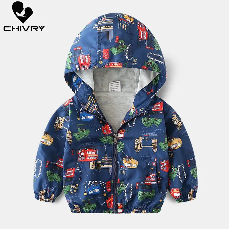 New Spring Autumn Children Coat Kids Jacket Boys Girls Outerwear Boy Fashion Cartoon Print Windbreaker Baby Clothes Clothing