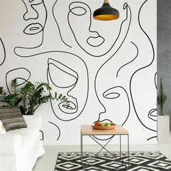 Papel tapiz artístico abstracto en blanco y negro europeo personalizado para sala de estar, Mural para baño, papel de pared 3d, decoración del hogar