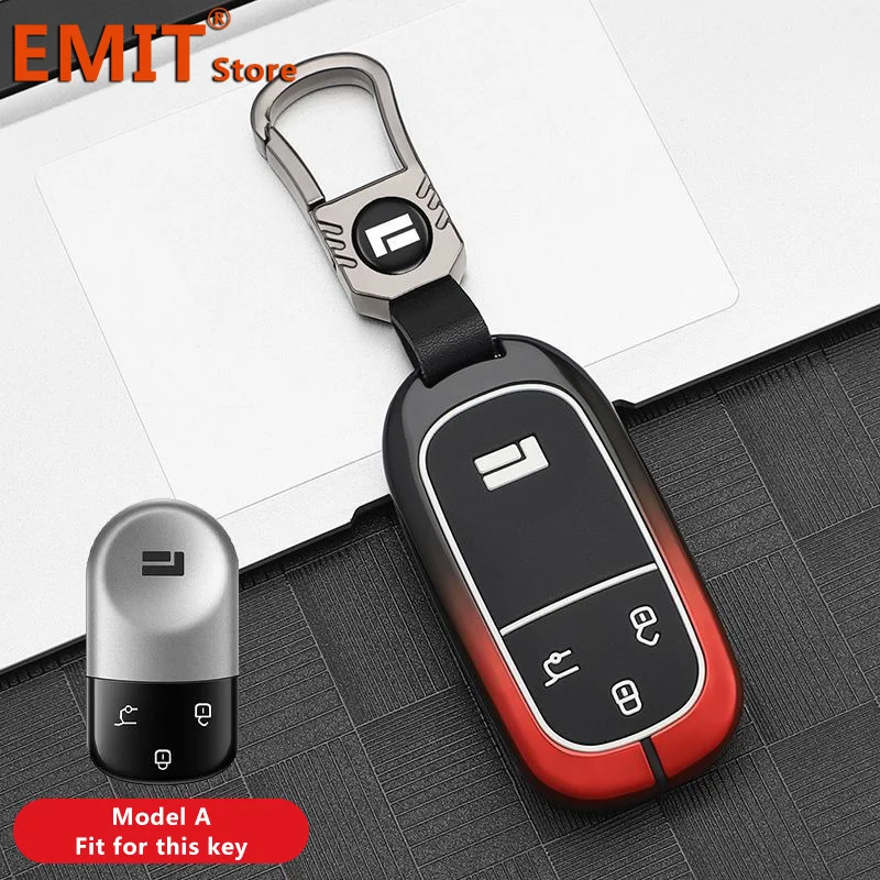 Zinc Alloy Silicone Car Key Fob Case for Polestones BAIC JISHI Polestone 01 Remote Cover Shell Keychain Ring Holder Accessories