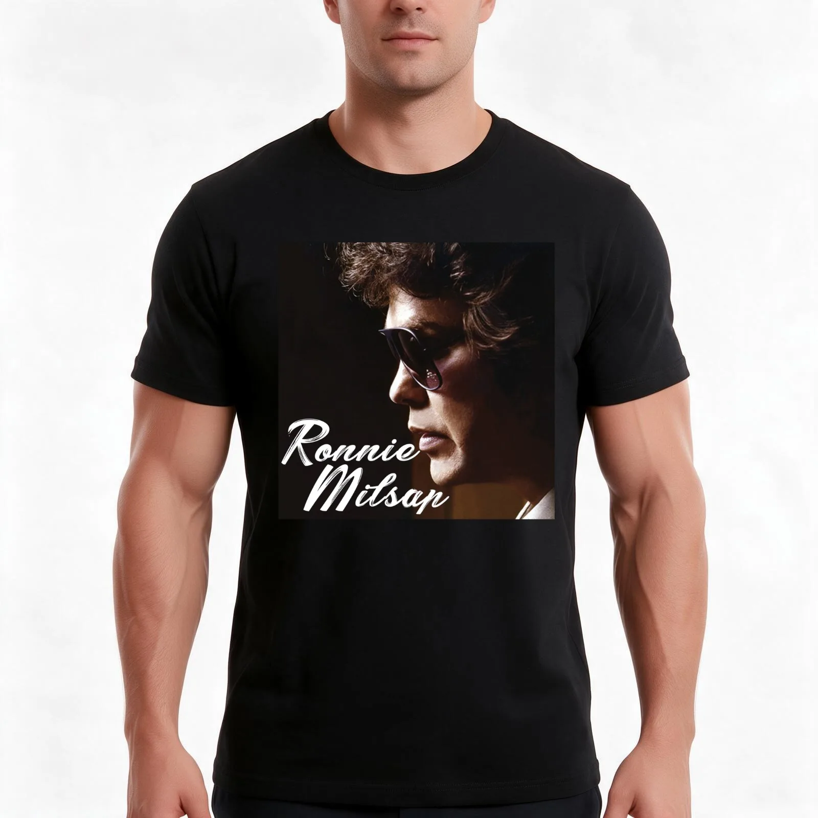 Ronnie Milsap Singer T-Shirt, Summer Casual Cotton Tee, Oversized Streetwear Tops, Vintage Graphic Print, Loose Fit Short Sleeve