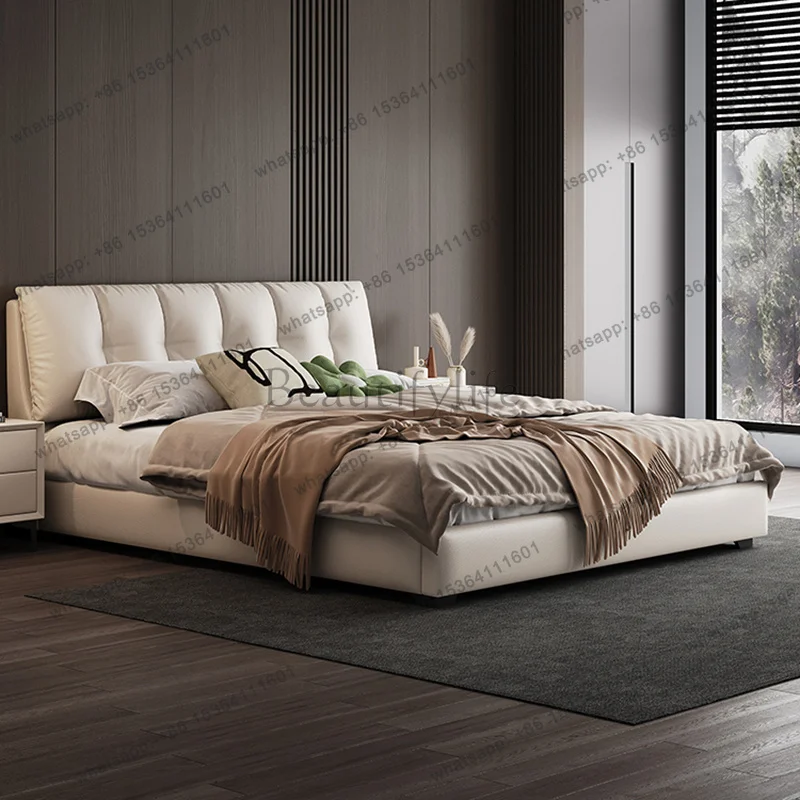 FG Luxury Sleeping Bed Bedroom Double Design European Platform Bed Space Saving Storage Simple Letto Matrimoniale Home Furniture