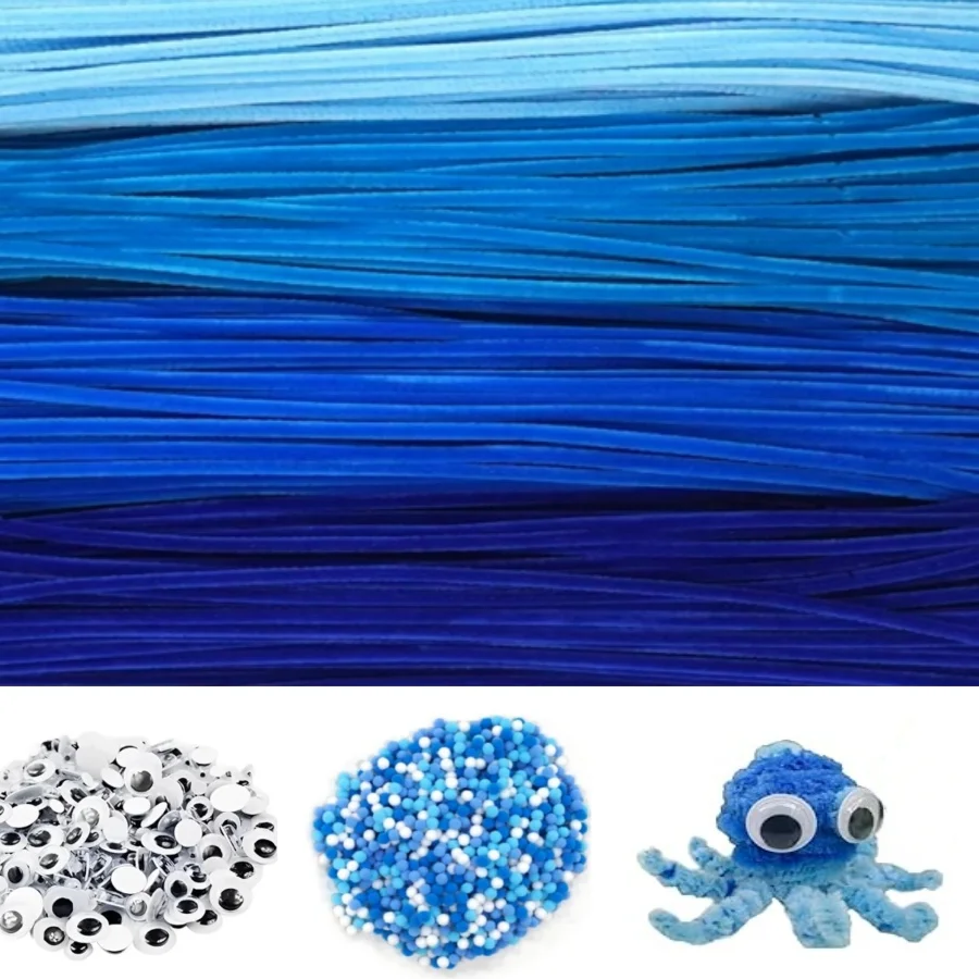 500 Pcs Kids Art & Craft Supplies Set DIY Activities & Parties Craft Set 200Pcs Pipe Cleaners 200Pcs Pom Poms 100Pcs Wiggle Eyes