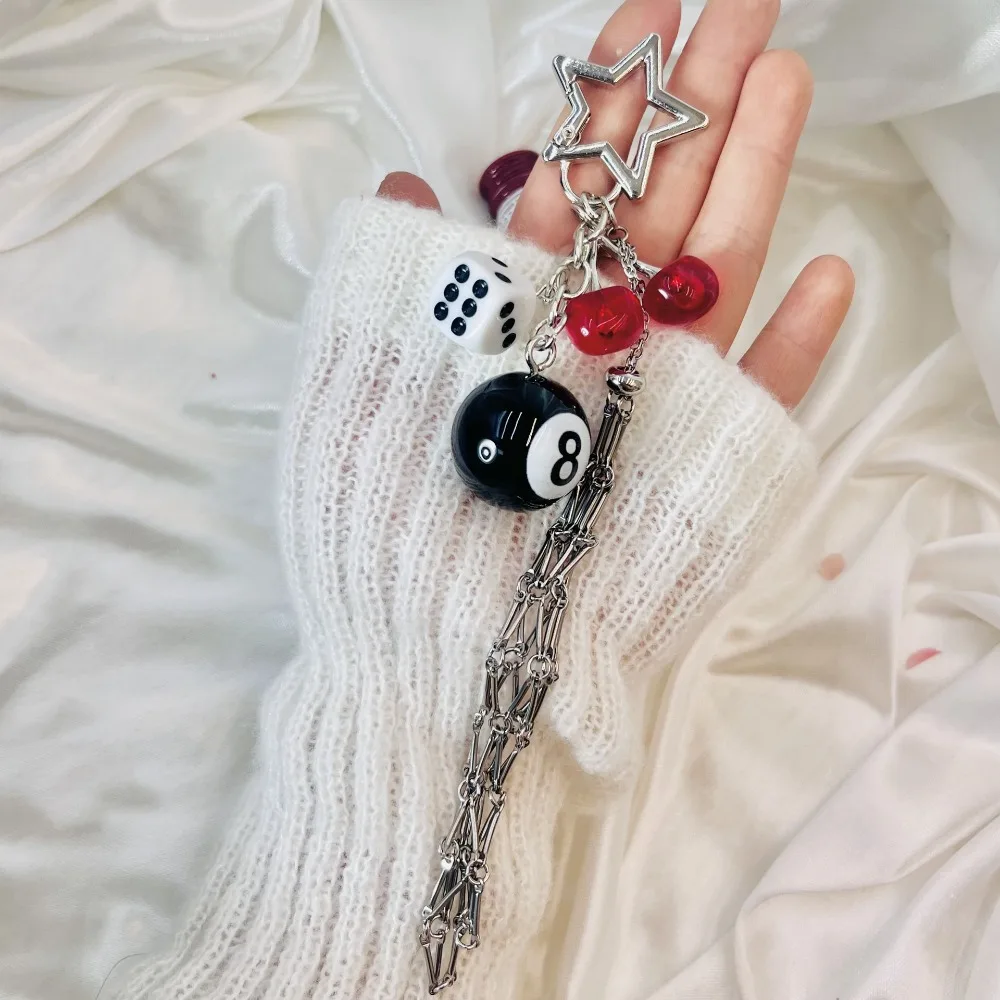 

Модный сетчатый чехол для помады, брелок в виде шестигранных игральных костей, классический бильярдный брелок, женский модный брелок для сумки, декоративный подарок