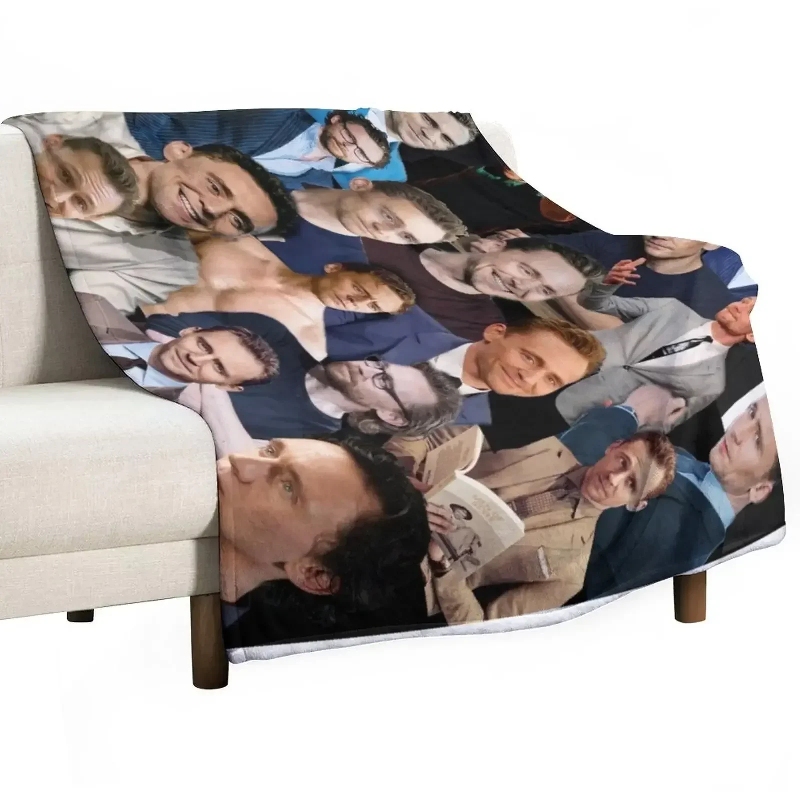 

Tom Hiddleston Collage Throw Blanket Custom Hairy Thermal for babies Blankets