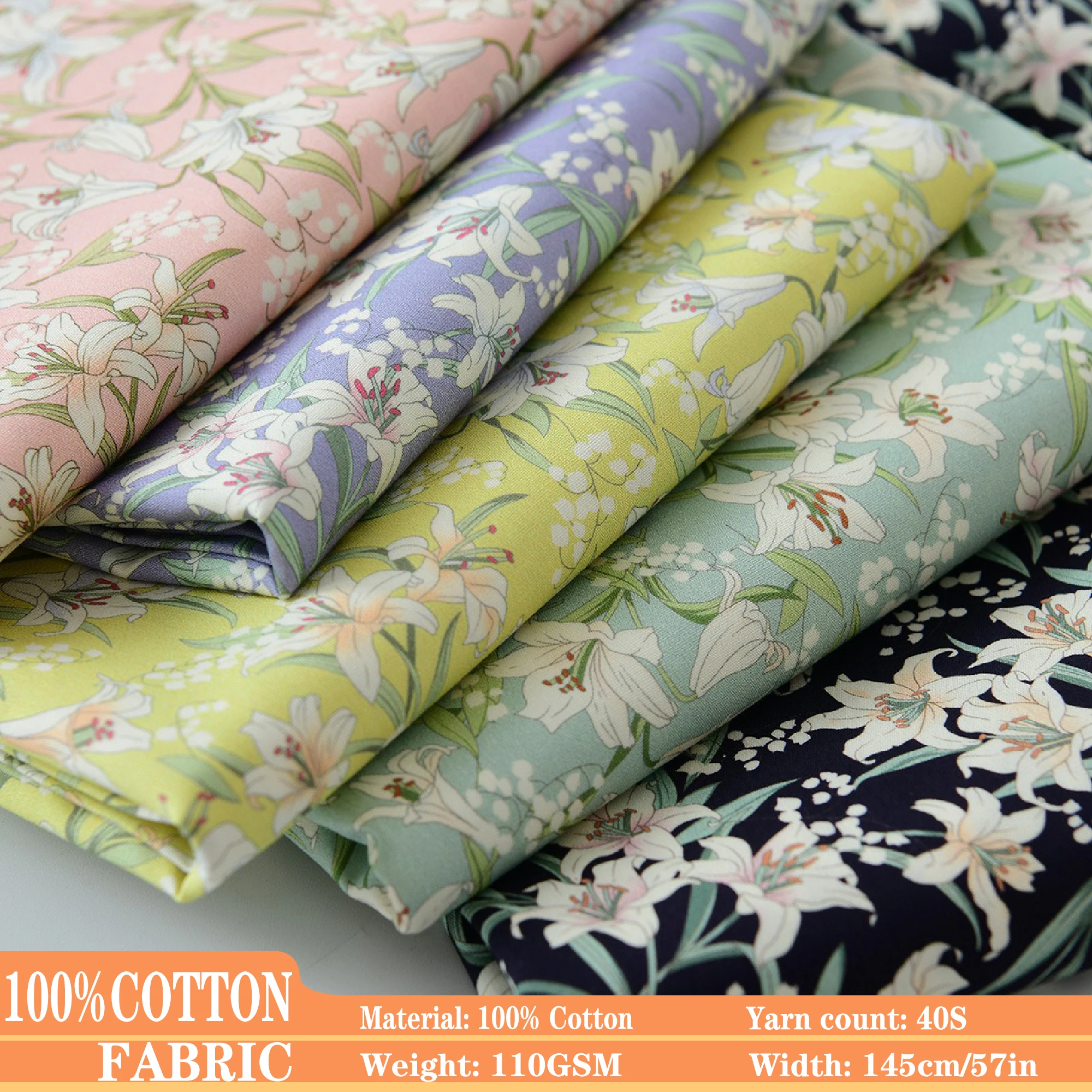 

100% Cotton Printed Fabric, 40s Liberty Tana Lawn Style for Dresses shirt DIY Sewing Designer Cloth (by Meter)