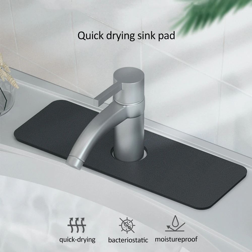 Kitchen Faucet Absorbent Mat Sink Suction Pad Diatomite Faucet Splash Catcher Countertop Protector for Kitchen Bathroom