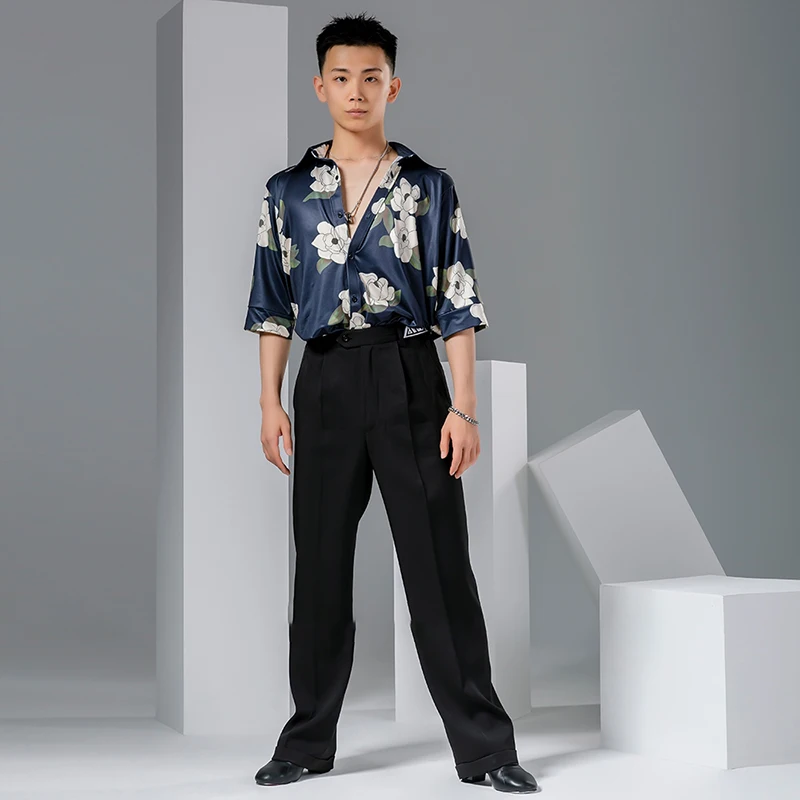 Pantalones latinos para hombre, ropa de práctica de salón, traje de actuación, Ropa de baile de vals, traje de baile moderno, pantalones rectos de Salsa VBH1725