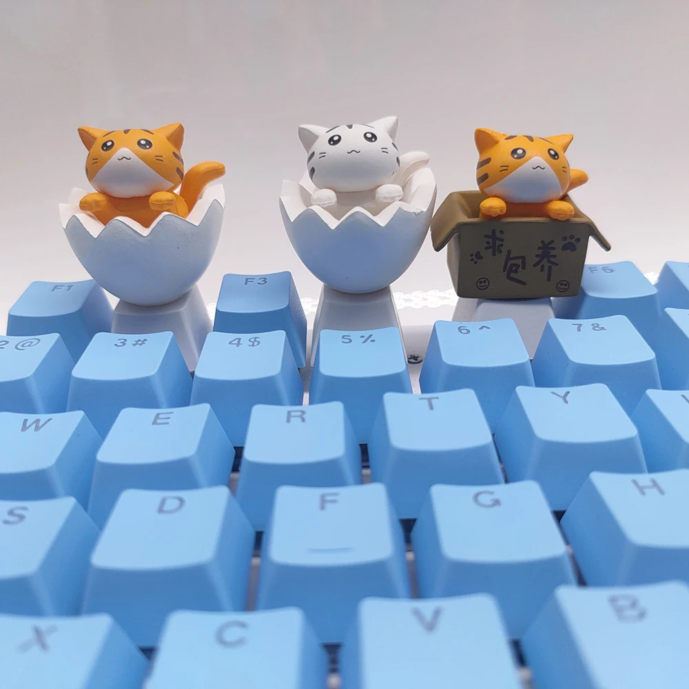 Customize Your Keyboard with Cute Cat Keycaps - PBT Axis Cherry MX Artisan Anime Pink Kawaii Accessories