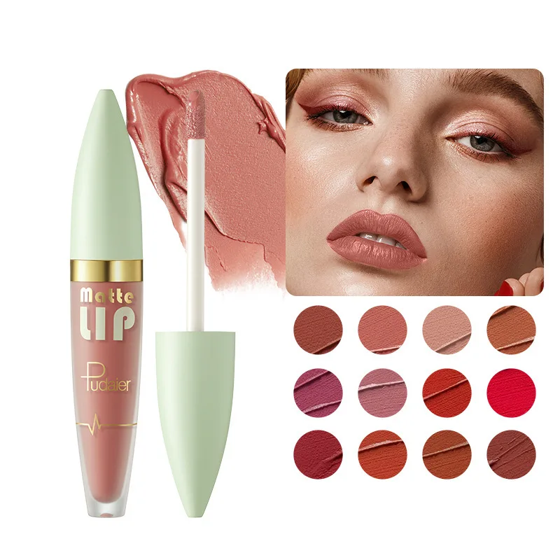 12 Colors Matte Lip Plumping Lip Gloss Waterproof Long-Lasting Moisturizing Non-fading liquid lipstick velvet nude lip gloss