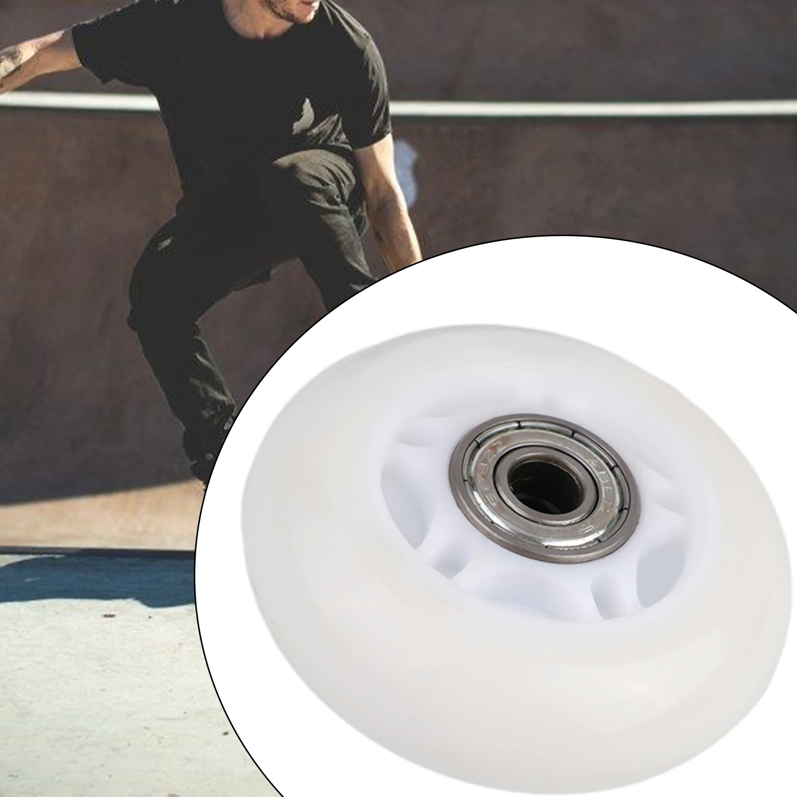 Rodas de skate em linha pu de poliuretano, resistentes ao desgaste, silencioso, alta elasticidade, branco brilhante, 64/70/72mm, acessórios de ginástica