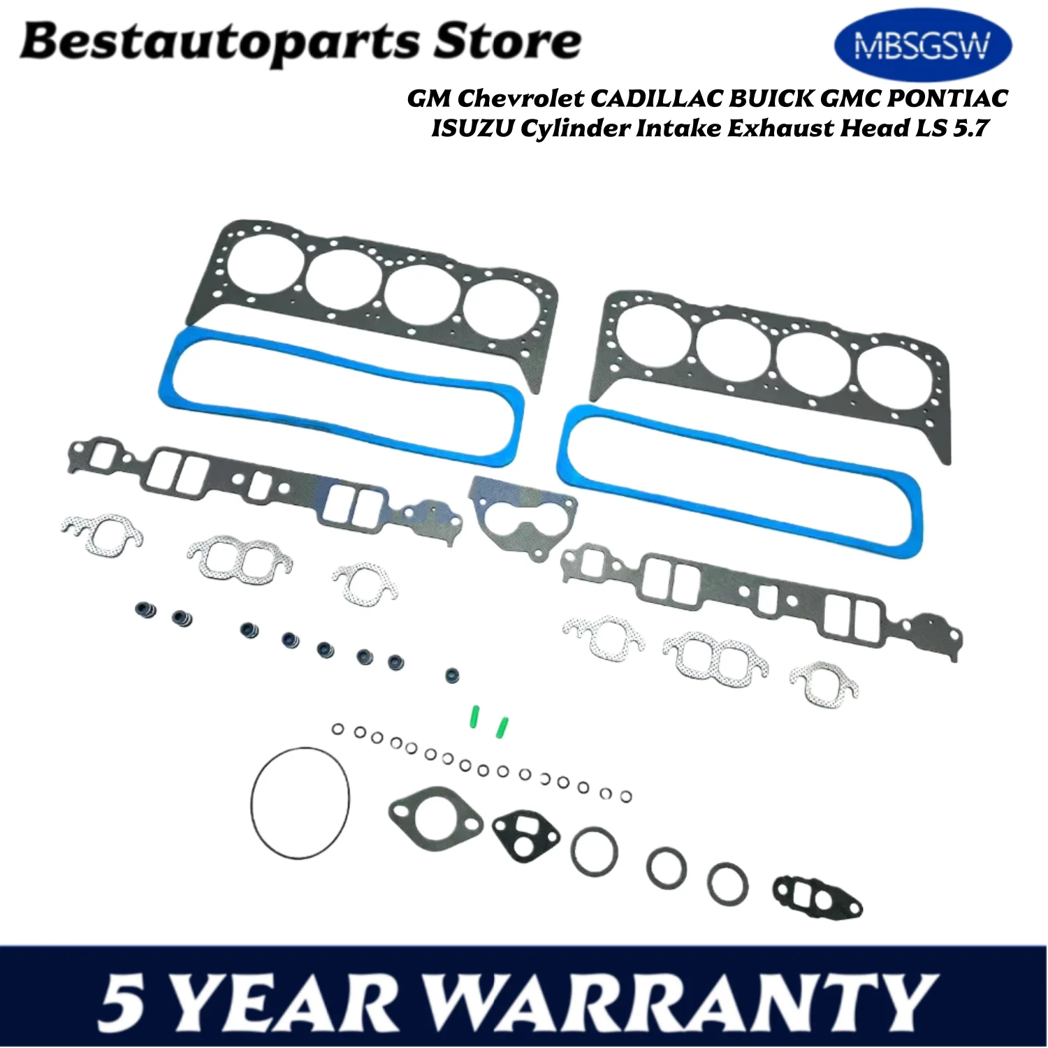 Полный комплект прокладок деталей двигателя 87-96 5,7 л для GM Chevrolet CADILLAC BUICK GMC PONTIAC ISUZU, впускная и выхлопная головка цилиндра LS 5,7
