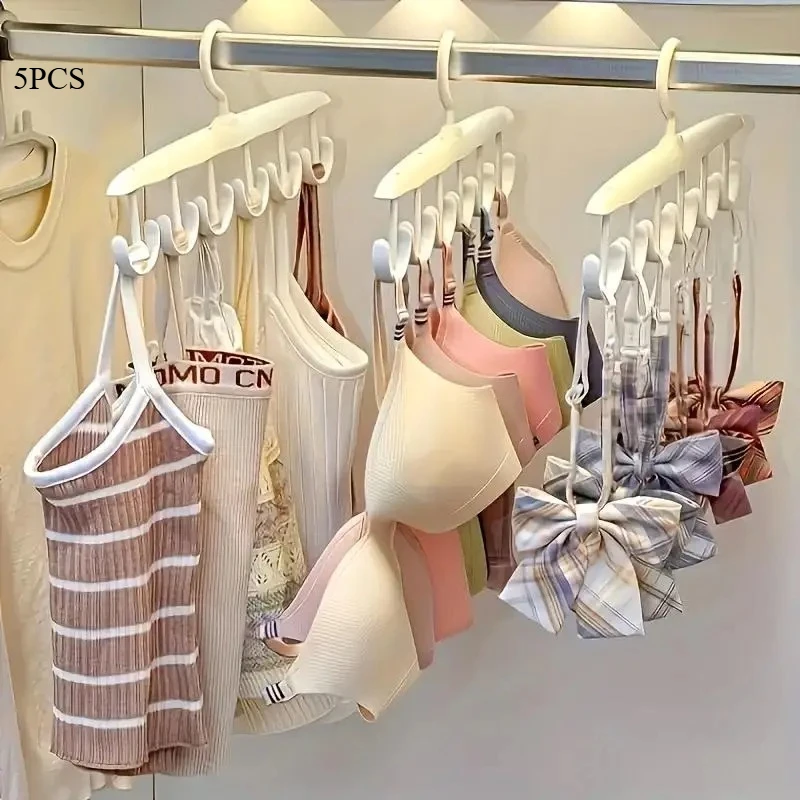 5Pcs-Hook Rotating Hanger – Space-Saving Closet Organizer For Ties, Belts, Underwear, Skirts | Portable Home & Dorm Storage