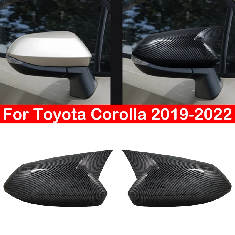 

For Toyota Corolla 2019 2020 2021 2022 Rearview Side Mirror Cover Wing Cap Exterior Door Rear View Case Trim Carbon Fiber Look