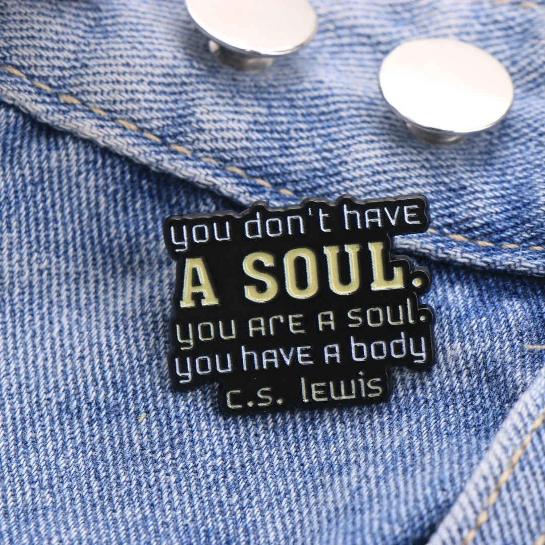 C.S. Lewis Soul Quote Enamel Pin - Cartoon Punk Lapel Badge for Backpack DIY Gift