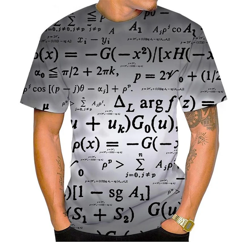 Funny Mathematical Formula Graphic T Shirts Fashion Summer Short Sleeve 3D Printed T-shirts Casual Oversized Pullovers Tees
