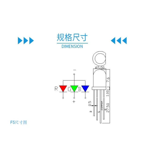 LED RGB da 5 mm Catodo comune/Anodo comune LED rossi, blu e verdi F5 Punti salienti diffusi/trasparenti