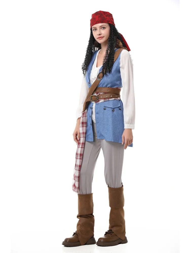 Unisex Retro Piraten-Cosplay-Outfit Blaue Weste Halloween Karneval Familien-Paar Kostüm Bühnenkostüm 2026 – Detail 19
