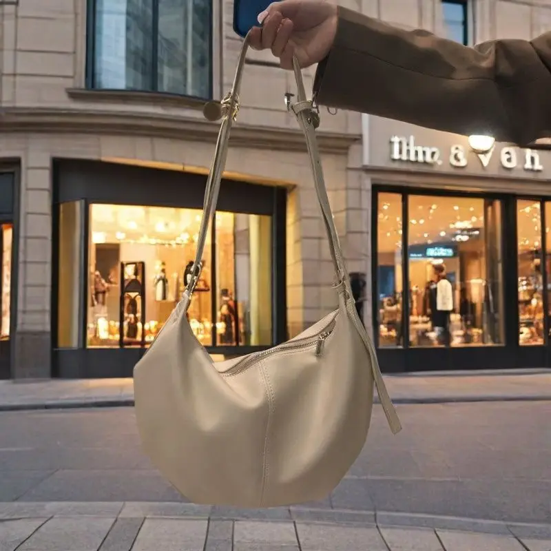 Genuine Dumpling 2024 Korean Version New Large Capacity Soft Leather Tote Shoulder Casual Crossbody Small Bag ANI