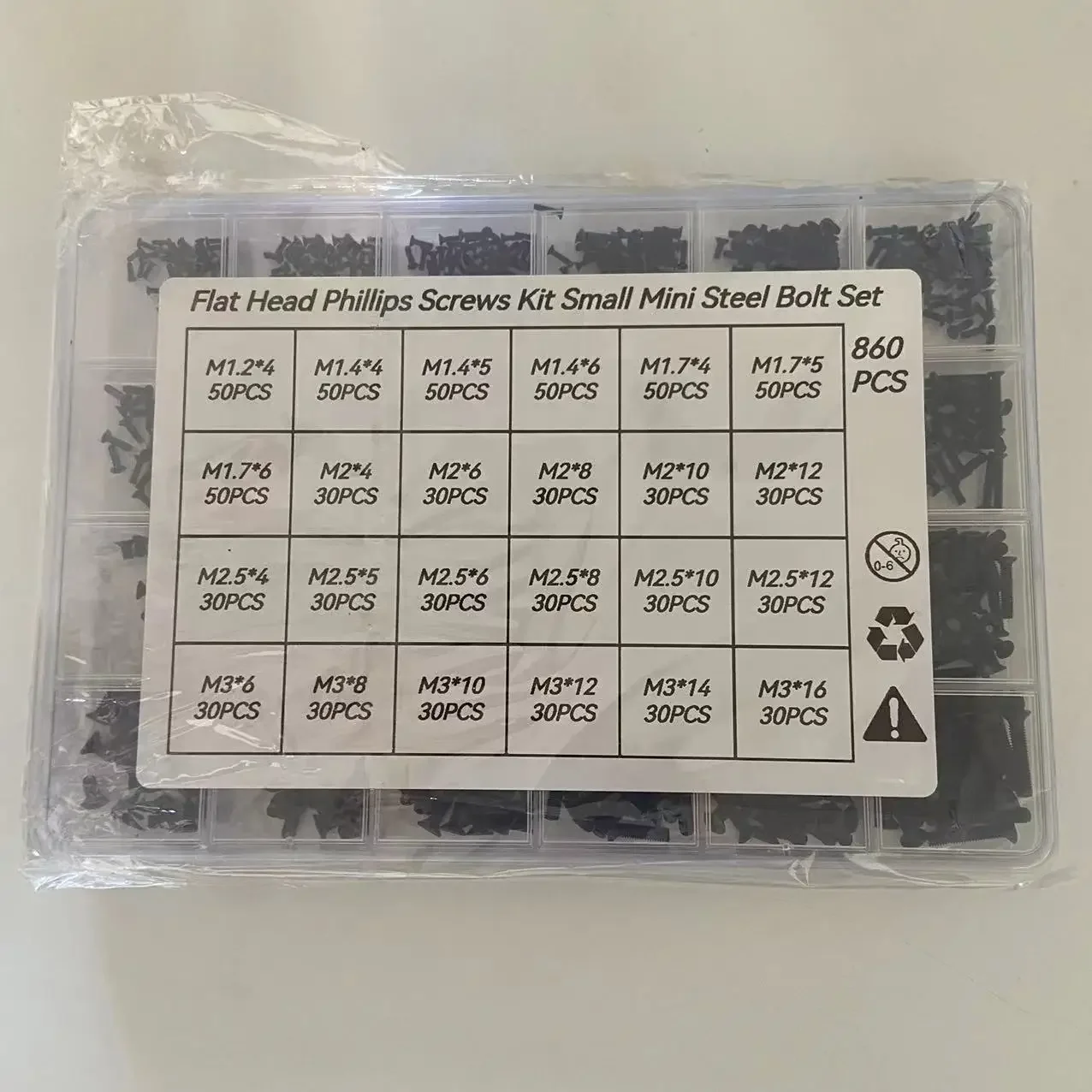 250/860Miniature Computer Screw Set Black Micro Eyeglass ScrewsM1.2/1.4/1.7/2/2.3