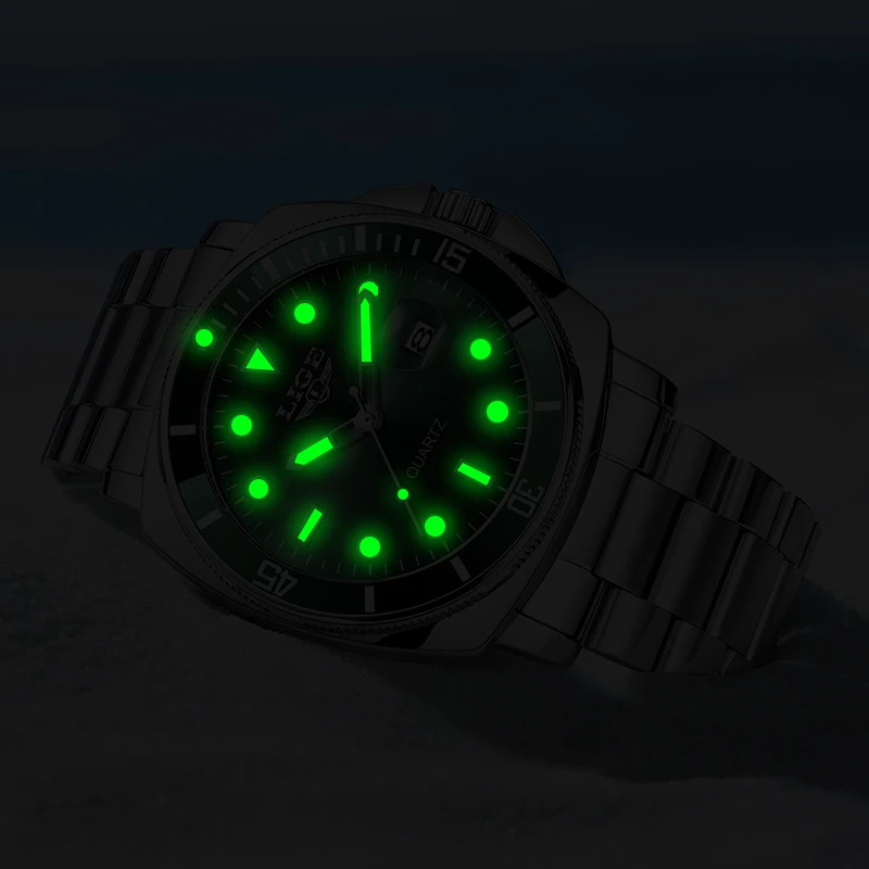 ساعات LIGE للرجال من أفضل العلامات التجارية الفاخرة ساعة غواص للرجال موضة الأعمال العسكرية الرياضية مقاوم للماء كوارتز ساعة اليد Montre Homme