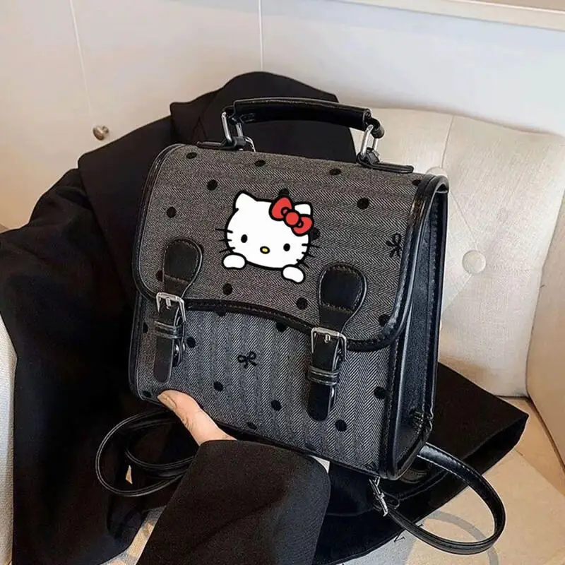 

Cute Cartoon Kawaii Hello Kitty College Style Canvas Backpack Women's Backpack New Versatile Casual Bag Gift