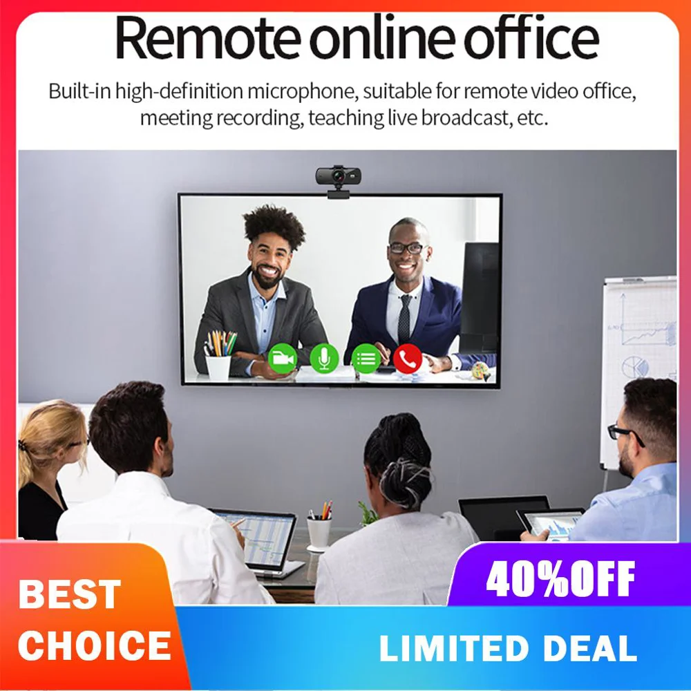 Computer Webcom HD 1440P 360 Degree Web Cam Camera Conference Portable Camcorder Live Streaming Voice Call Broadcast