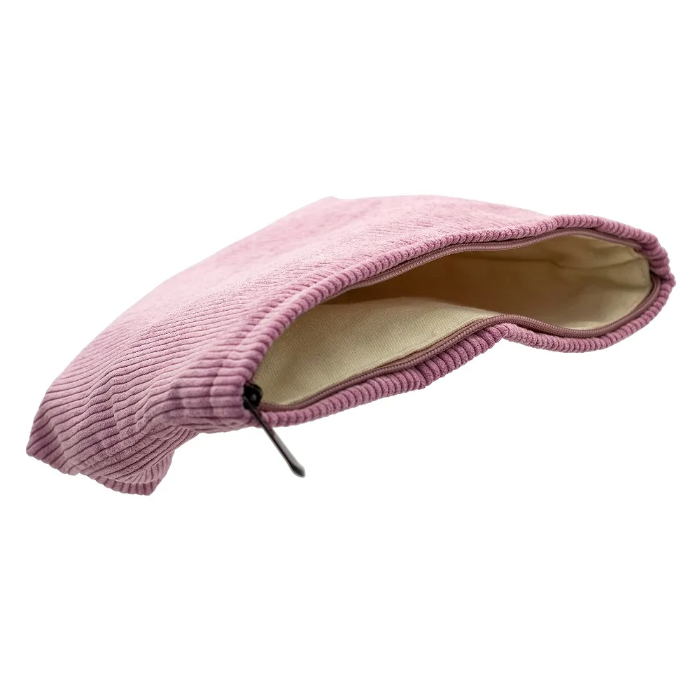 Makeup Bag Large Zipper Corduroy Make Up Pouch for Purse Travel Canvas Cosmetic Organizer for Women Brush Storage Clutch