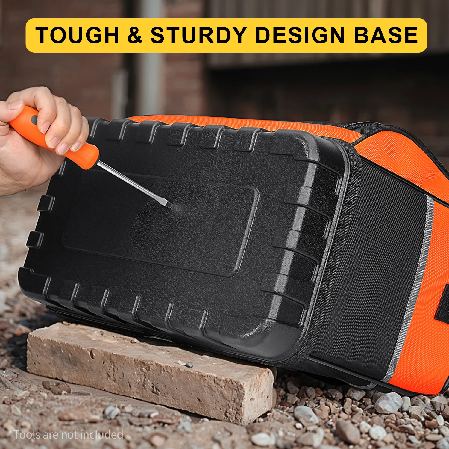 حقيبة أدوات بقاعدة مصبوبة، حقيبة تنظيم أدوات مفتوحة مع 18 جيبًا، حزام كتف قابل للتعديل، حقائب أدوات شديدة التحمل للرجال