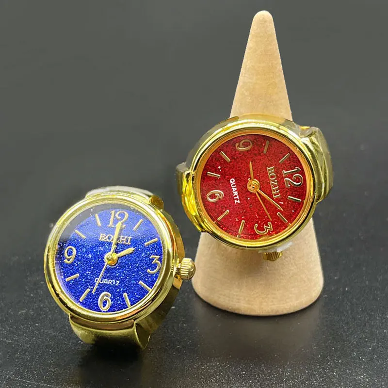 Luxury Finger Quartz Watch Mini Small Elastic Band  Alloy Watches Female Rings Jewelry Clock Men Women Classic Quartz Watch Ring