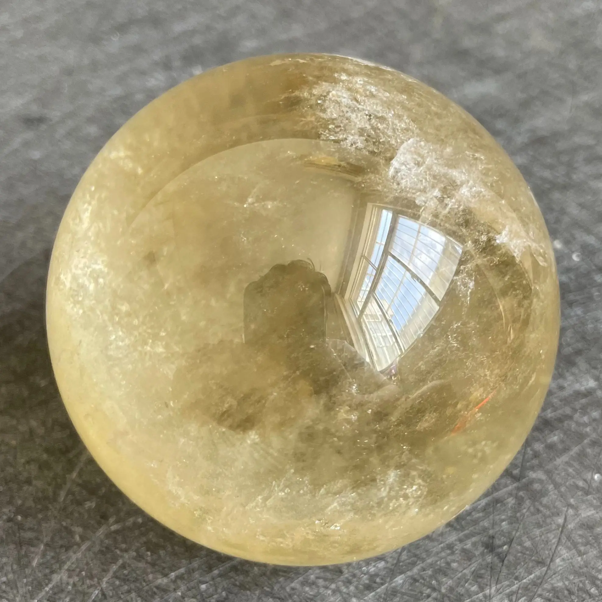 531g Natural Stone Citrine Crystal Ball Rainbow Quartz Sphere Polished Rock Reiki Healing W22