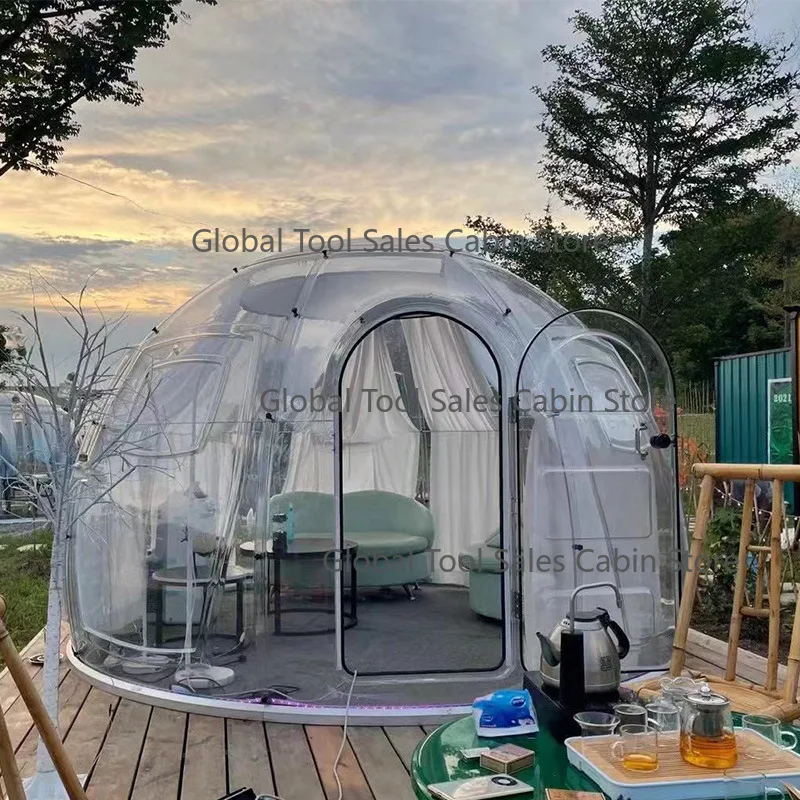 

Newest Prefabricated Waterproof Hotel Resort Glamping PC Bubble Tent Transparent Dome House Prefabricated Cabin