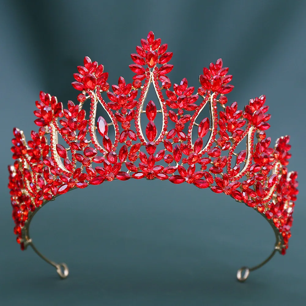 DIEZI  Baroque Fashion Princess Queen Opal Crystal Tiara For Women Men Wedding Party Vintage Luxury Elegant Bridal Bride Crown