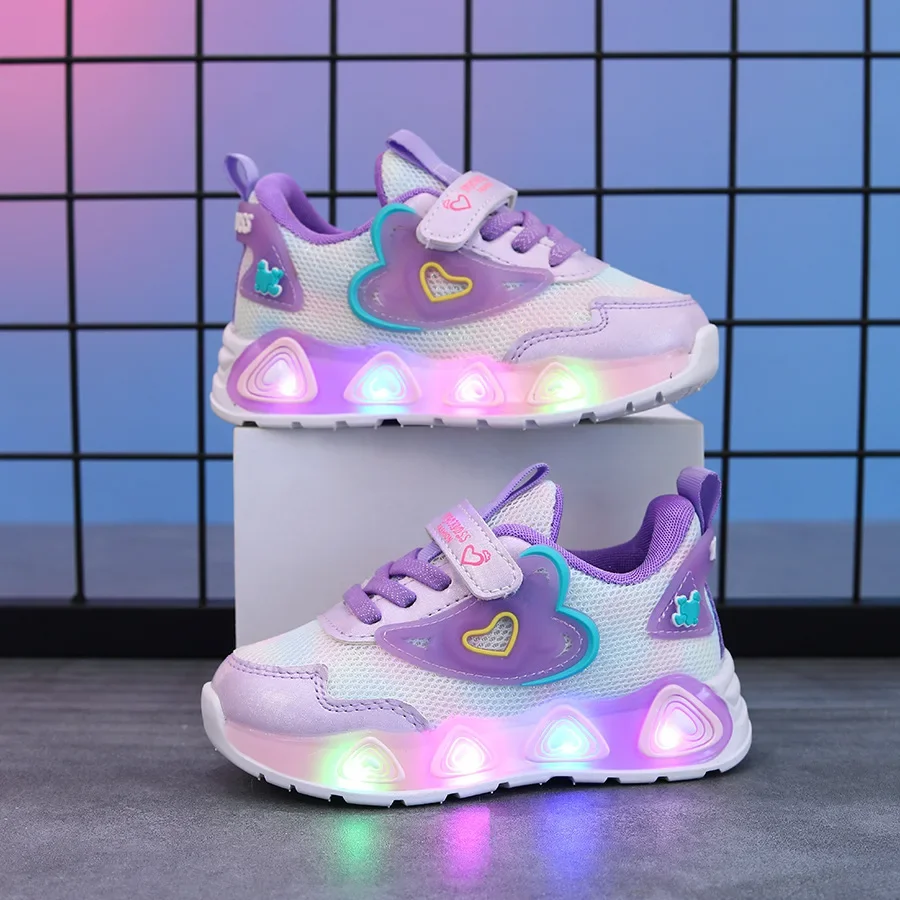 Nieuwe kindersneakers LED-licht verlichte kinderschoenen Jongens en meisjes Mesh ademende casual sportschoenen 1-6 jaar oud