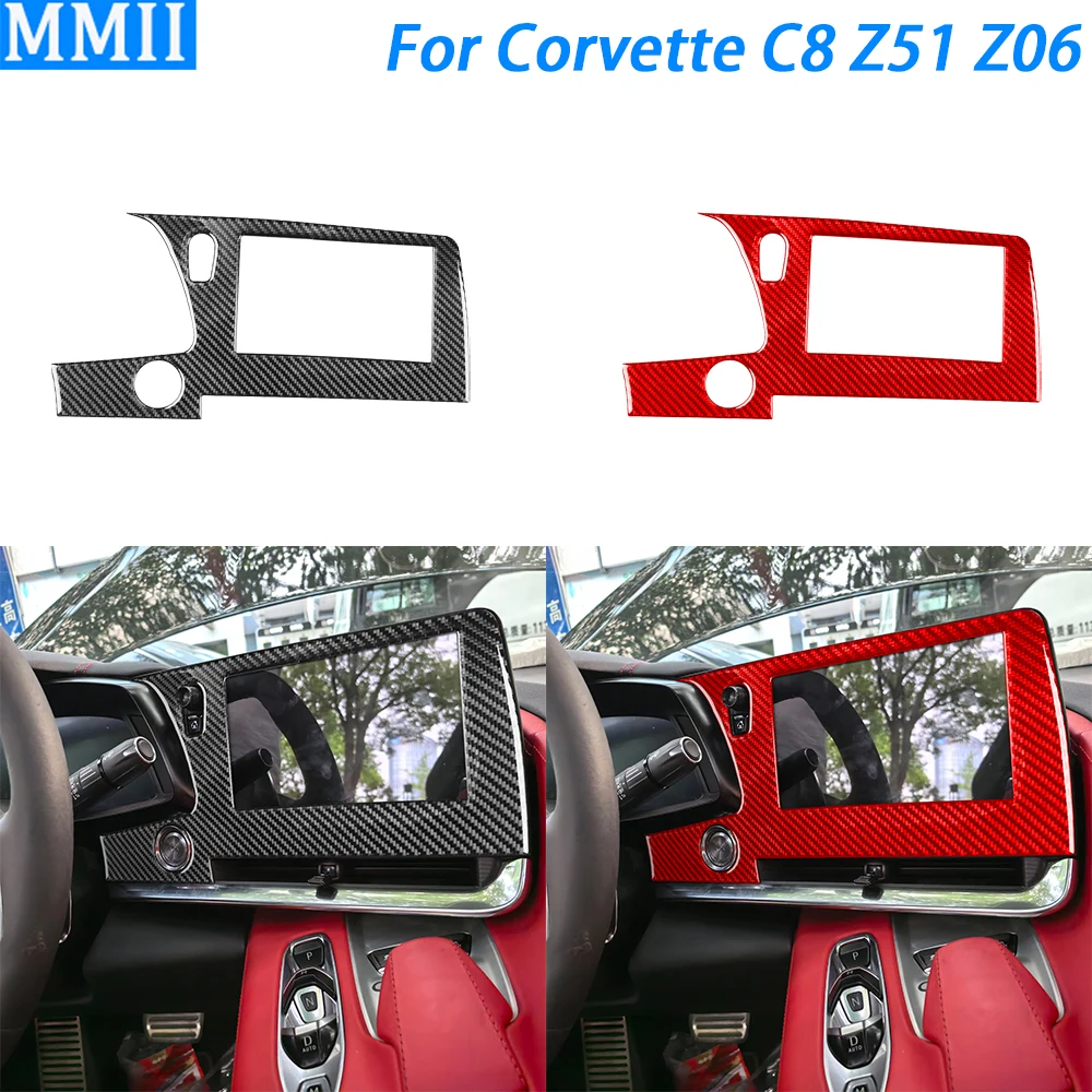 For Chevrolet Corvette C8 Z51 Z06 2020-2023 Accessories Carbon Fiber Center Console Navigation Screen Frame Cover Trim Sticker