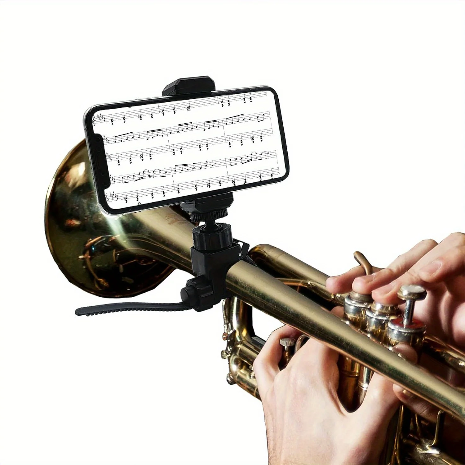 Adjustable Trumpet Phone Music Lyre Clamp Low Brass Lyre for Cornet,Clarinet,Trombone (Round Pipe Diameters0.4-2.2inch Adjutable
