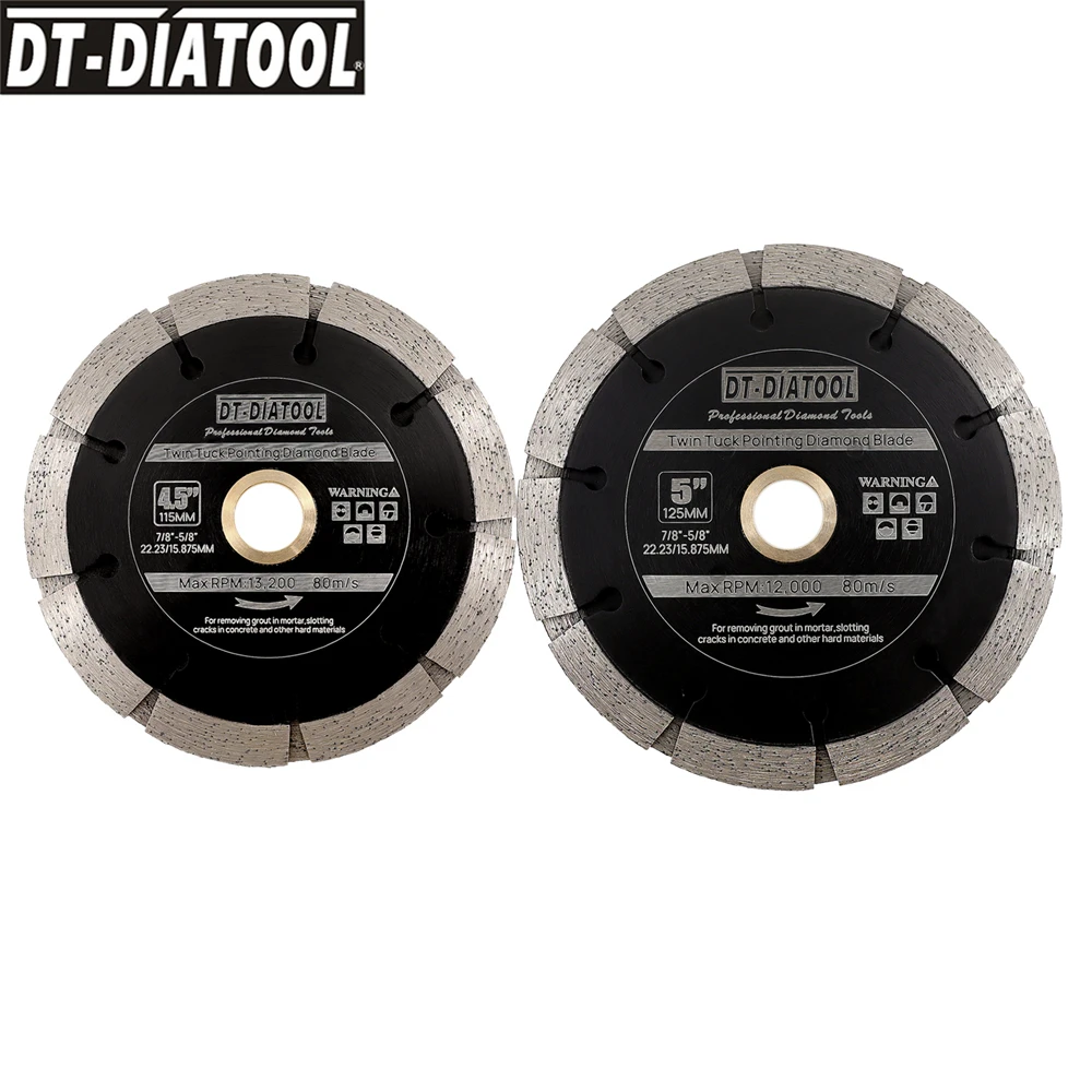 DT-DIATOOL Diamond Sintered Slotting Saw Blades Cutting Disc Wheel Dia 4.5/5inch Morter Granite Marble Core Holes 115/125mm