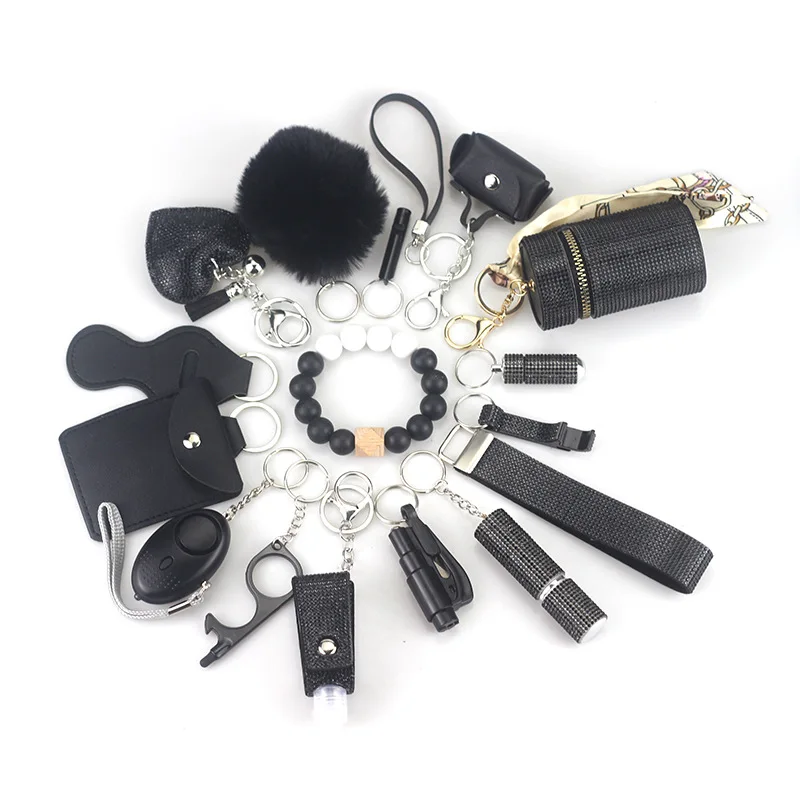 16pcs in One Sets Self Defense for Safety Keychain Full Set with Personal Alarm Accessories Birthday Gifts for Mom Women Girls