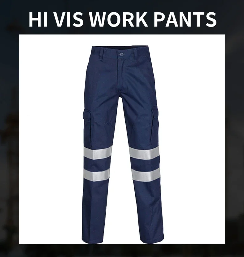 Cargo Pants Man with Reflective Tapes Cotton  Men Construction Hi Vis Pants Workwear High Vis Pants