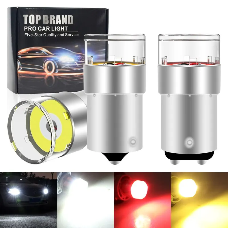 2PCS 1156 BA15S 1157 PY21W BAY15D LED Bulbs COB 1SMD Canbus Led Car Signal Lights Auto Parking Light 12v DRL Universal