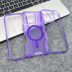 3 IN 1 Shockproof for MagSafe Case For iPhone 17 17pro max 16 Pro 15 14 13 12 Frosted Translucent Wireless Charging Back Cover