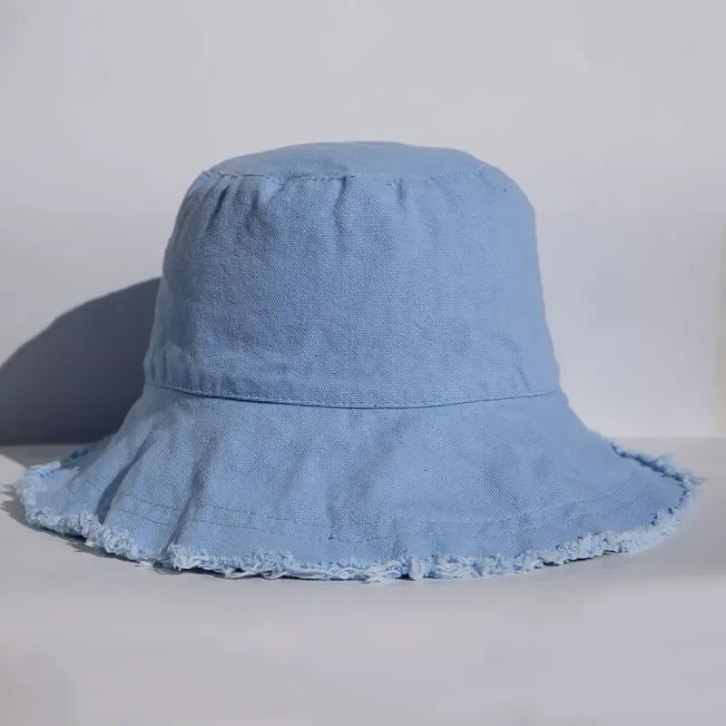 Casual Distressed Bucket Hat Fashion Beach Foldable Hats 100% Washed Cotton Sun Hat Vacation Travel UV Protection Visor Caps