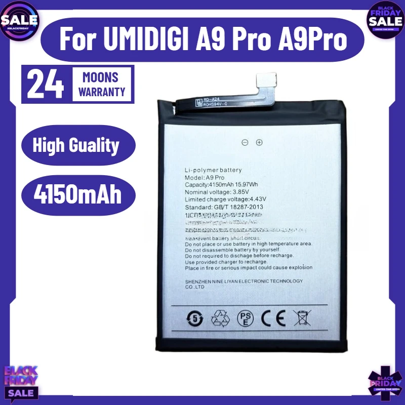 

New High Quality 3.8V 4150mAh Battery for UMIDIGI A9 Pro A9Pro Phone Replacement Bateria Batteries