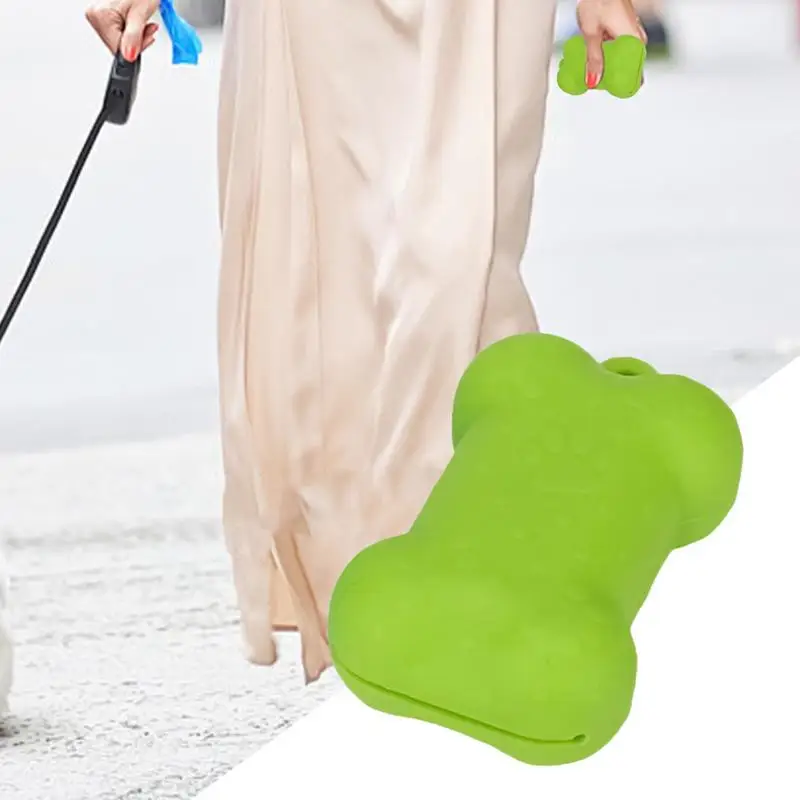 Silicone Dog Treat Bag Bone Shape Pet Walking Bag Portable Dog Treat Bag Silicone Treat Bag Sturdy Pet Walking Bag For Walking