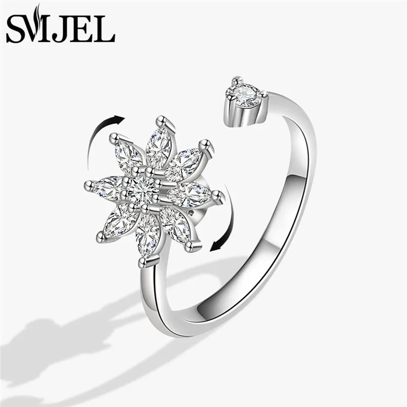 Neue Sonnenblume Angst Ring Fidget Spinner Ringe für Frauen Nette Schmetterling Kolibri Charms Finger Ring Anti Stress Drehen Geschenke