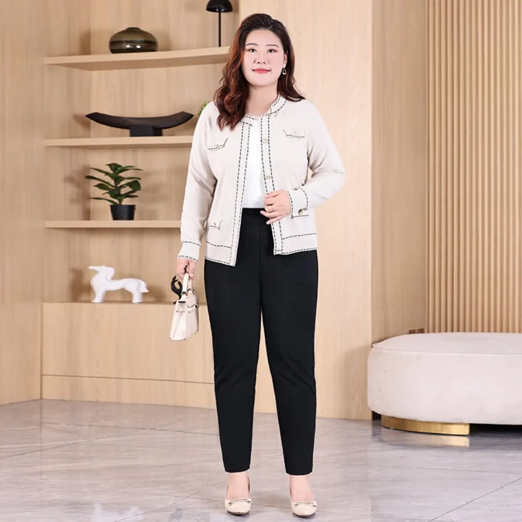 New Women's plus Size Casual Harem Pants High Waist Thick Elastic Slimming Look Autumn Leggings for plus Size Women